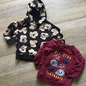 Mickey mouse hoodie and fleece football hoodie 18 months